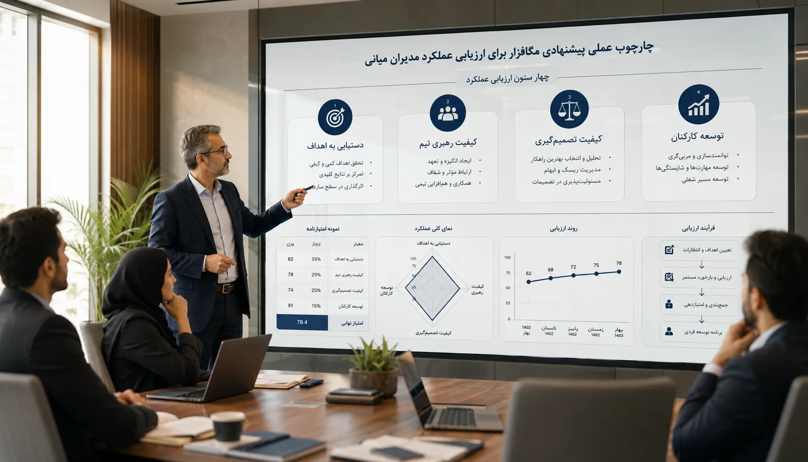 چارچوب عملی پیشنهادی مگاافزار برای ارزیابی عملکرد مدیران میانی